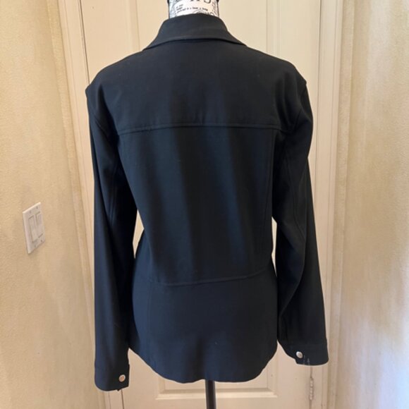 Women's Jones New York Sport Stretch Black Jacket with Silver Snaps Size 12 - Picture 2 of 3
